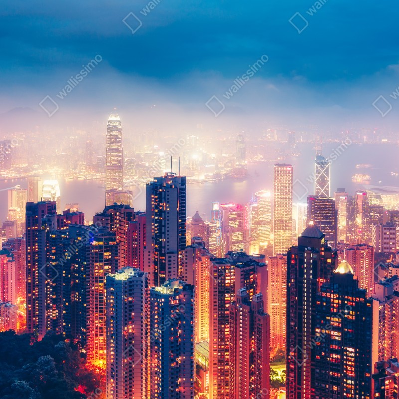 Naklejka na szafę Hongkong nocna panorama z Victoria Peak – Wallissimo® Naklejka na szafę Hongkong nocna panorama z Victoria Peak – Wallissimo®