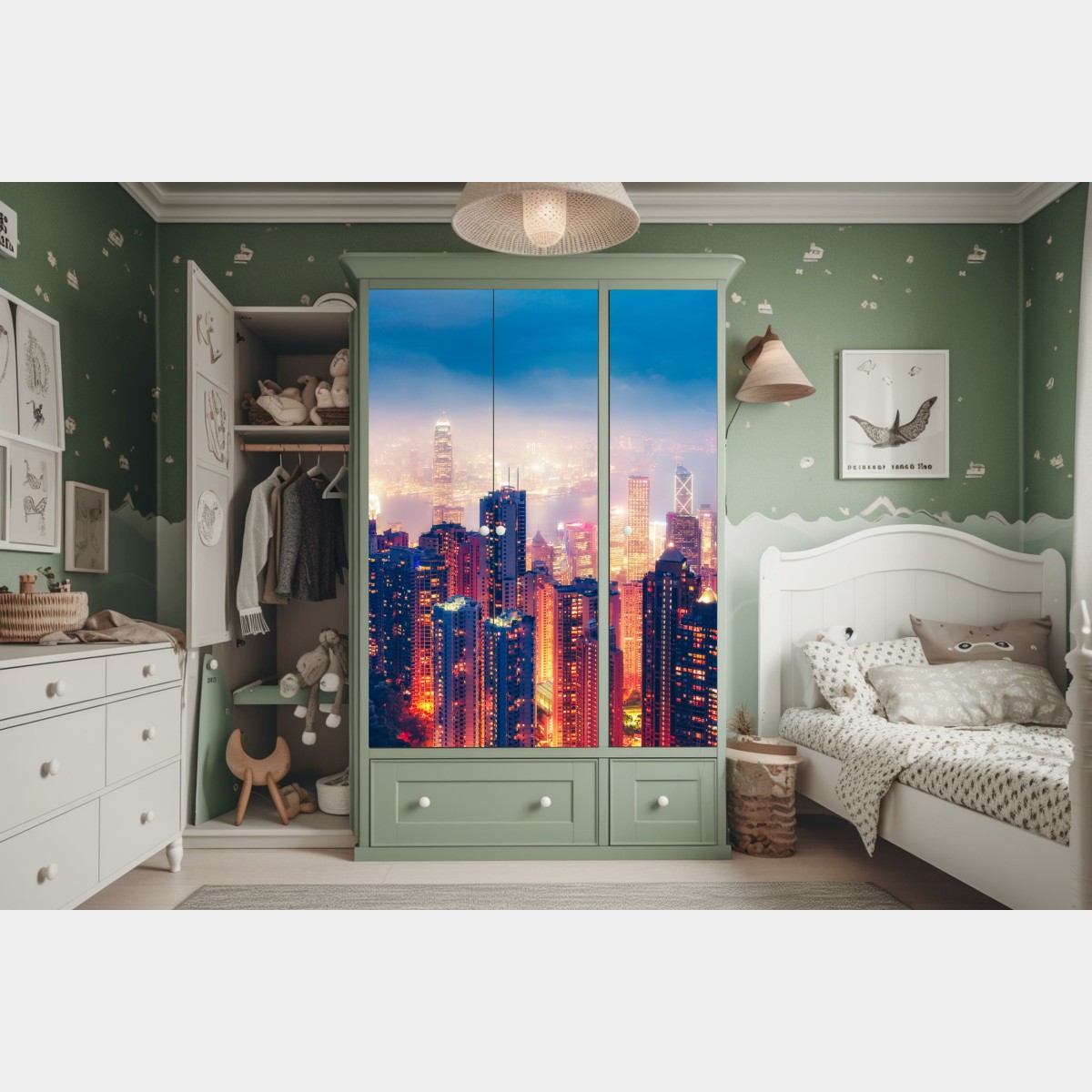Naklejka na szafę Hongkong nocna panorama z Victoria Peak – Wallissimo® Naklejka na szafę Hongkong nocna panorama z Victoria Peak – Wallissimo®