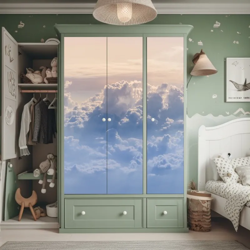 Naklejka na szafę mgła nad alpejskim jeziorem – Wallissimo®