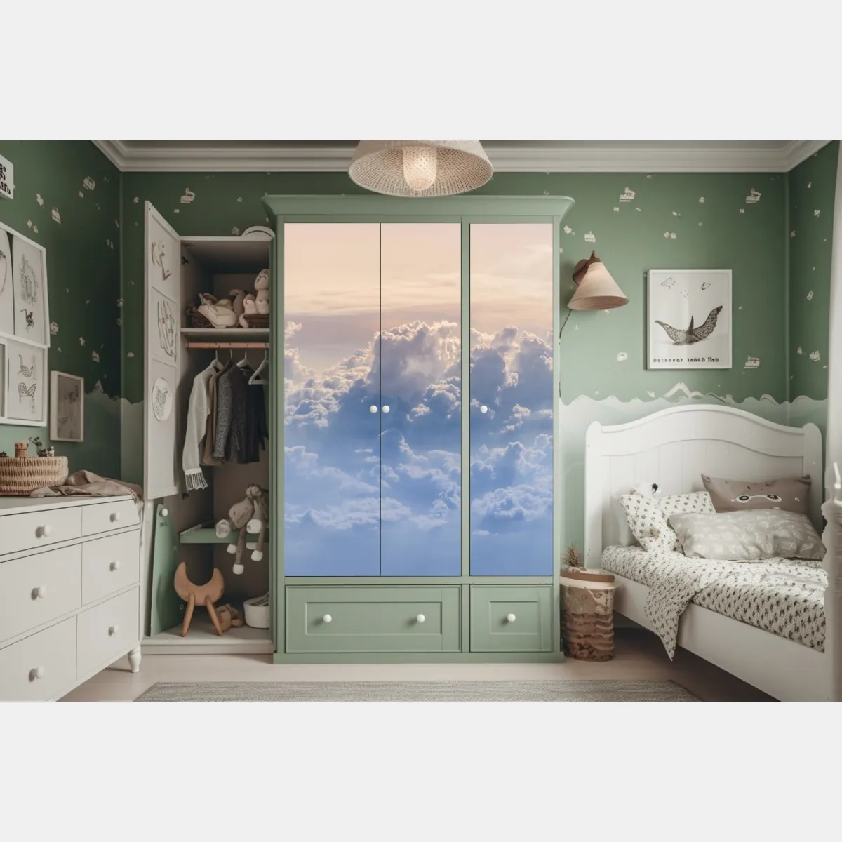 Naklejka na szafę delikatne chmury nad błękitnym niebem – Wallissimo® Naklejka na szafę delikatne chmury nad błękitnym niebem – Wallissimo®