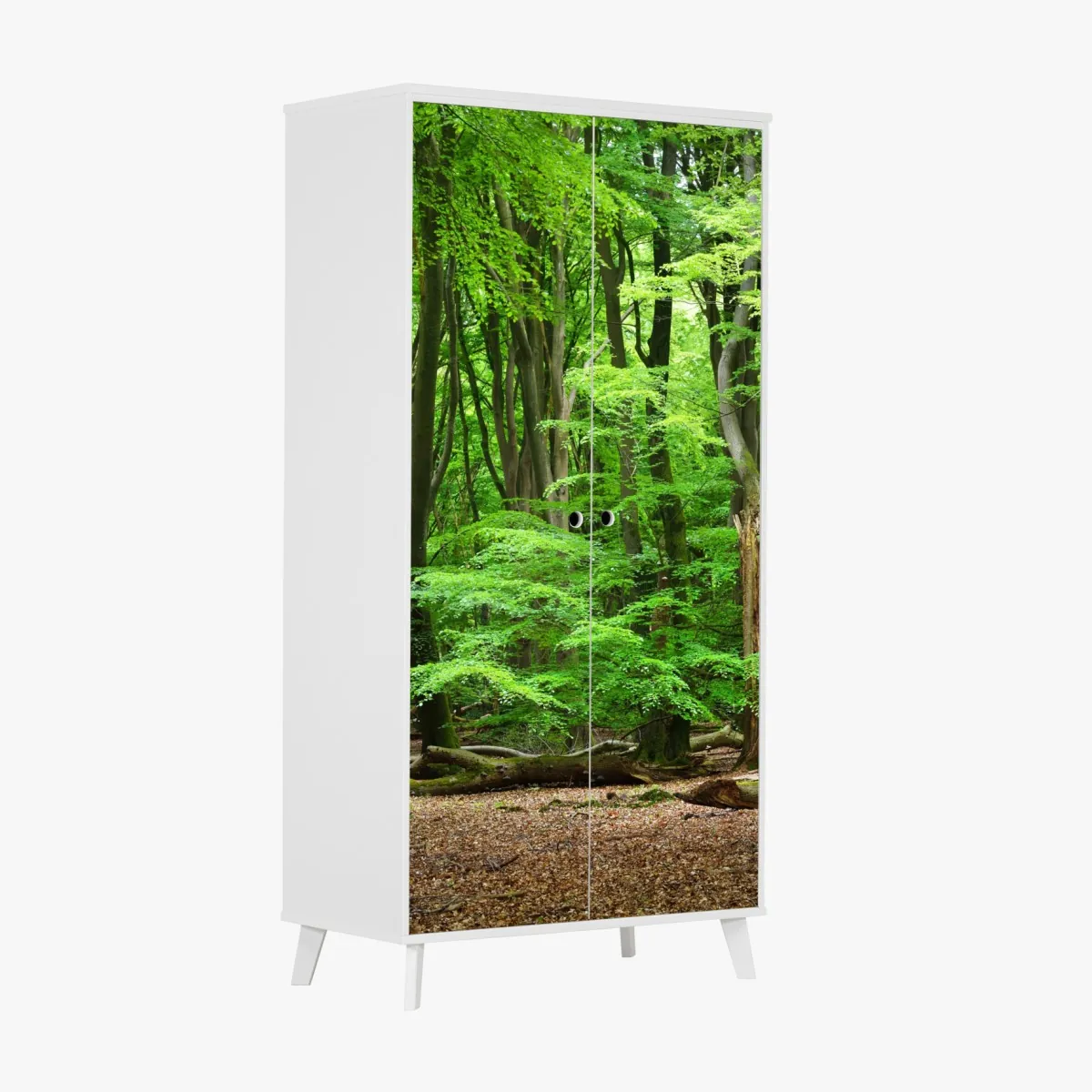 Naklejka na szafę spokojna zielona korona lasu – Wallissimo® Naklejka na szafę spokojna zielona korona lasu – Wallissimo®