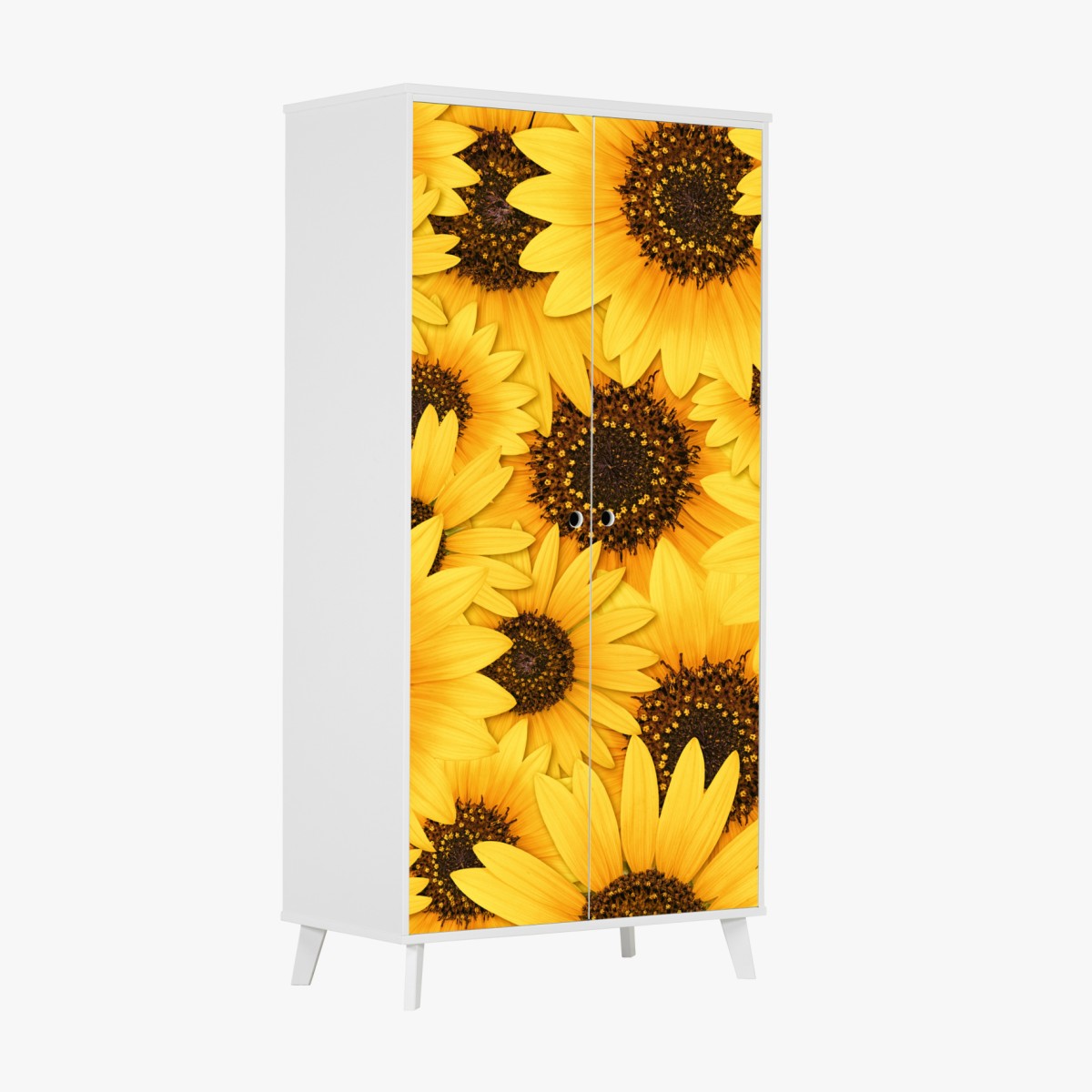 Wardrobe sticker golden sunflower bloom pattern