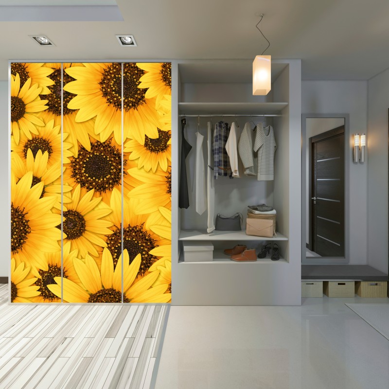 Naklejka na szafę złote słoneczniki – Wallissimo® Naklejka na szafę złote słoneczniki – Wallissimo®