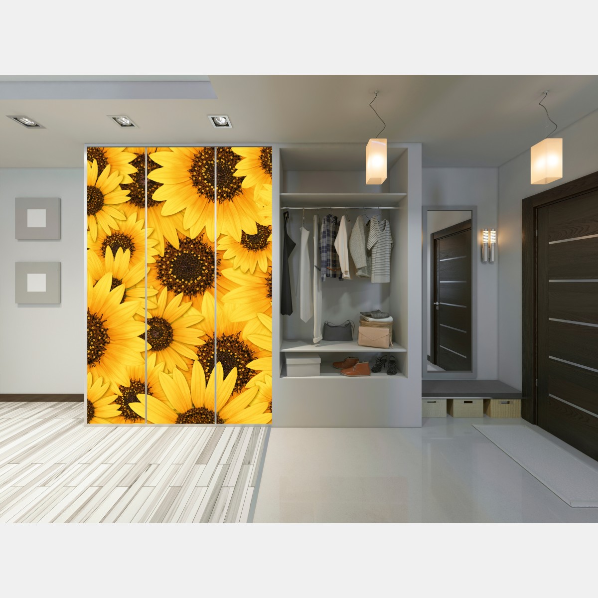 Naklejka na szafę złote słoneczniki – Wallissimo® Naklejka na szafę złote słoneczniki – Wallissimo®