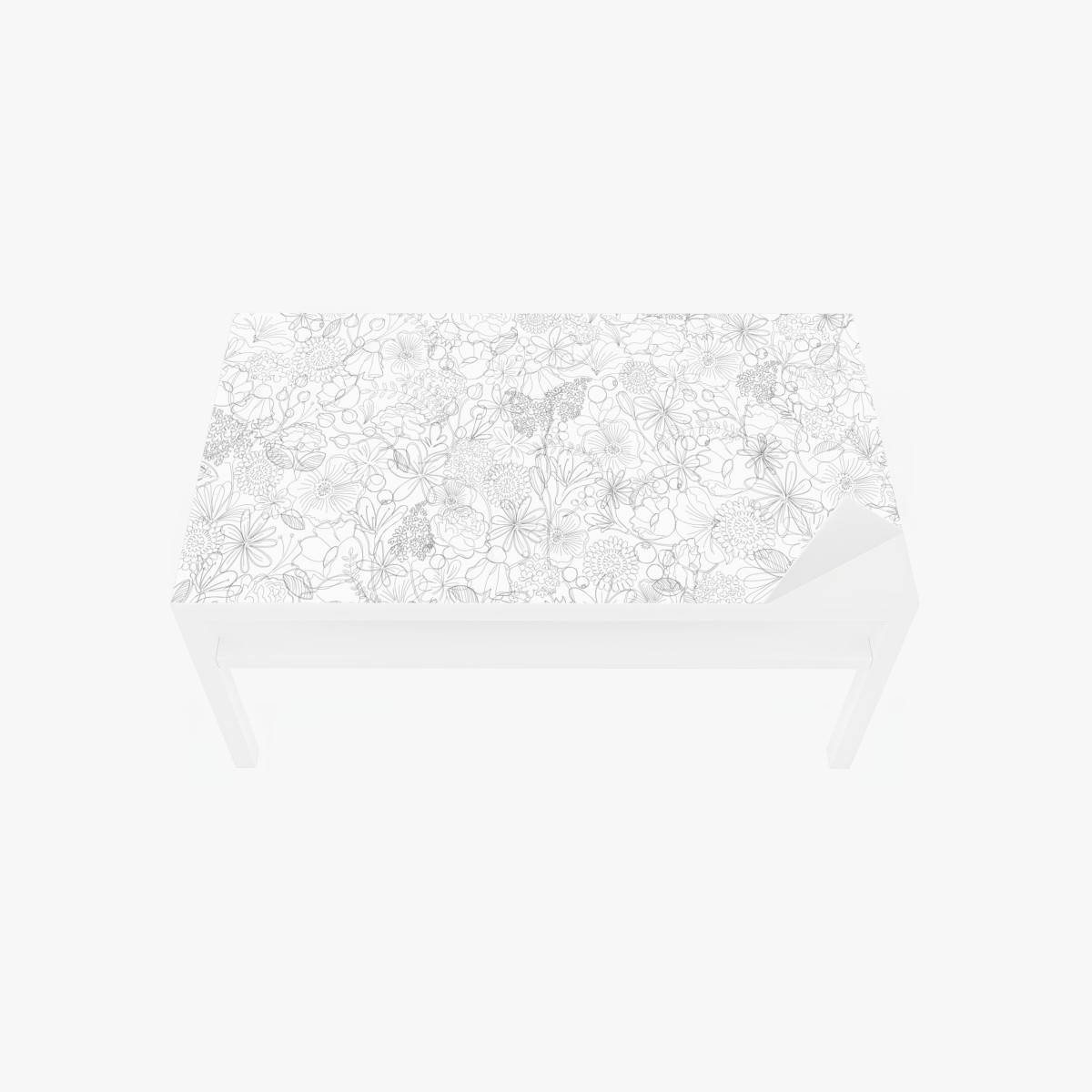 Table & desk veneer delicate hand-drawn floral line pattern