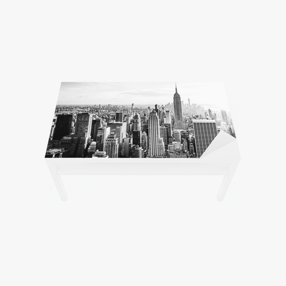 Table & desk veneer New York skyline in monochrome