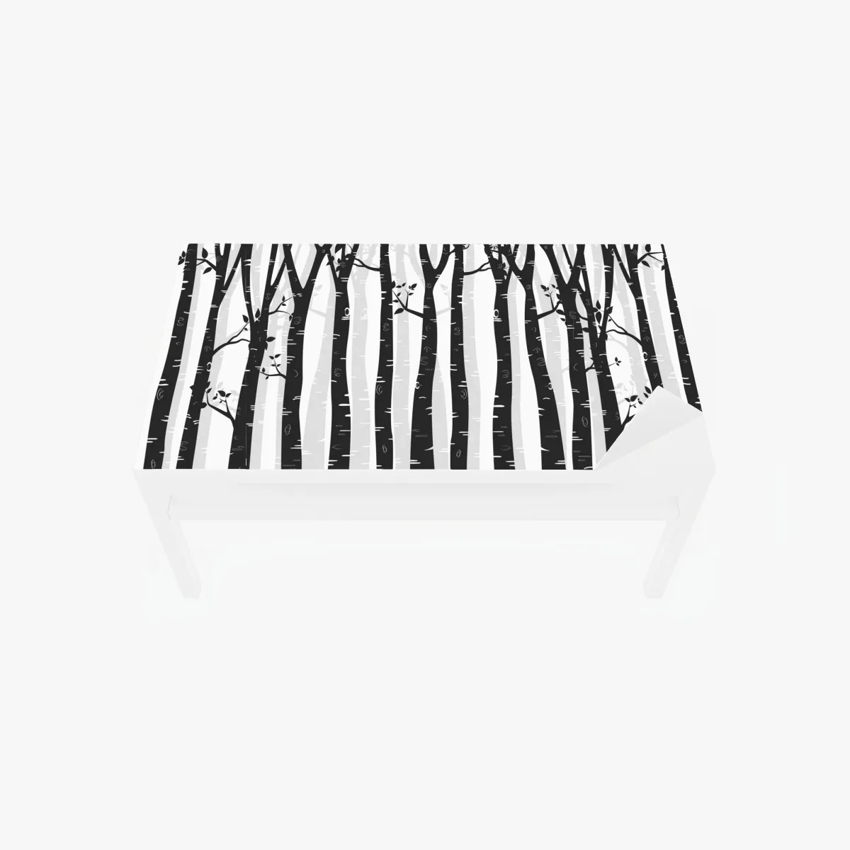 Naklejka na biurko i stół monochromatyczny las brzóz – Wallissimo® Naklejka na biurko i stół monochromatyczny las brzóz – Wallissimo®