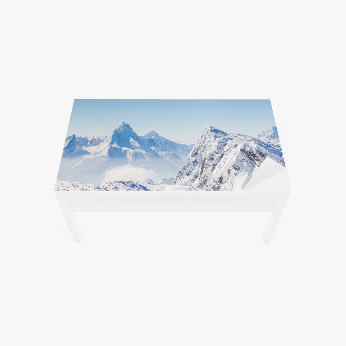 Table & desk veneer serene snow-capped mountain panorama