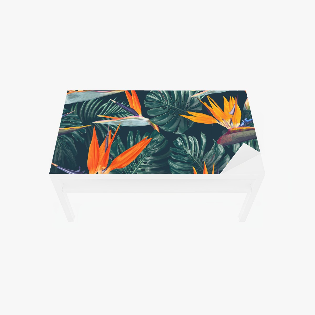 Table & desk veneer tropical bird of paradise botanical pattern