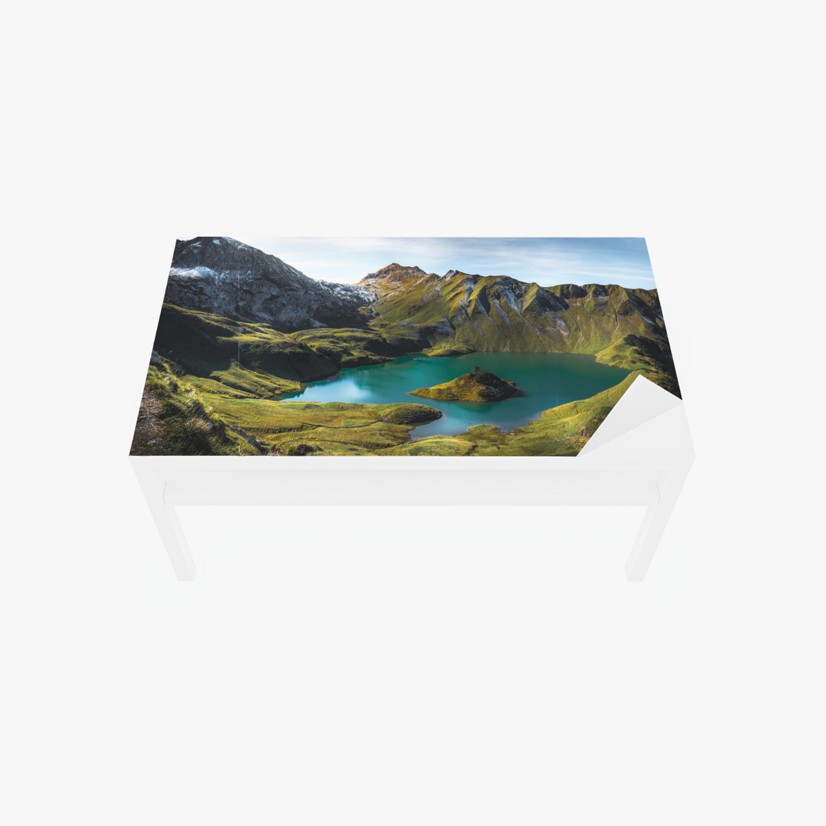Table & desk veneer turquoise lake at Schrecksee, Bavaria