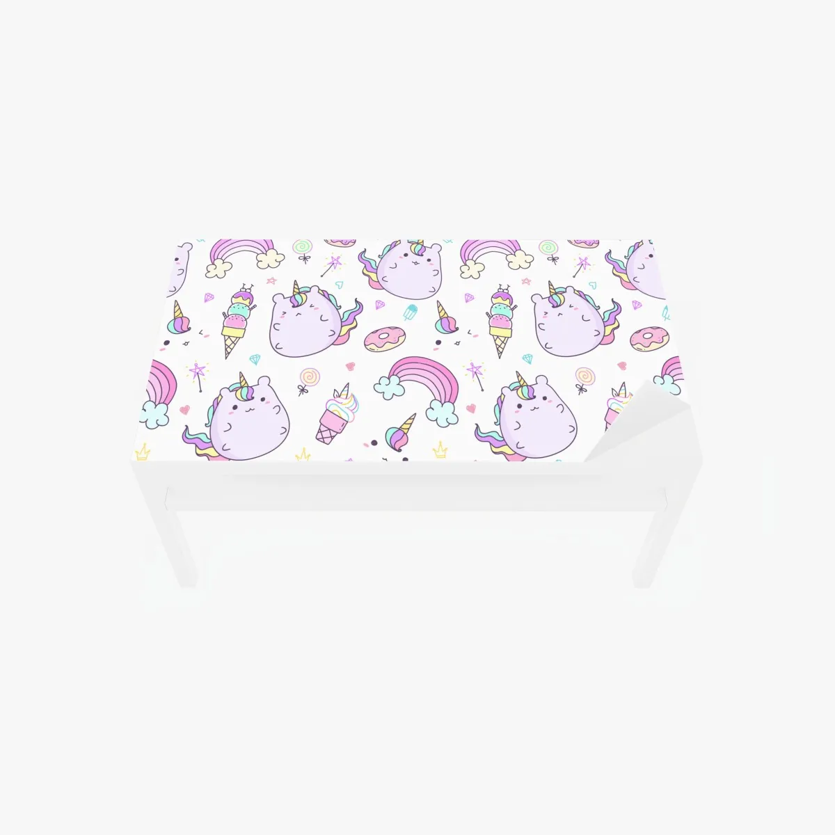 Naklejka na biurko i stół zabawny pastelowy wzór z jednorożcowym kotem – Wallissimo® Naklejka na biurko i stół zabawny pastelowy wzór z jednorożcowym kotem – Wallissimo®
