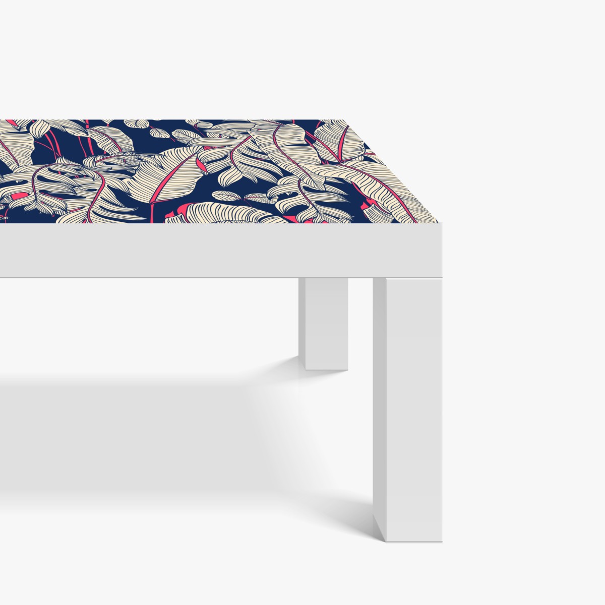 Naklejka na biurko i stół granatowy tropikalny wzór z liśćmi – Wallissimo® Naklejka na biurko i stół granatowy tropikalny wzór z liśćmi – Wallissimo®