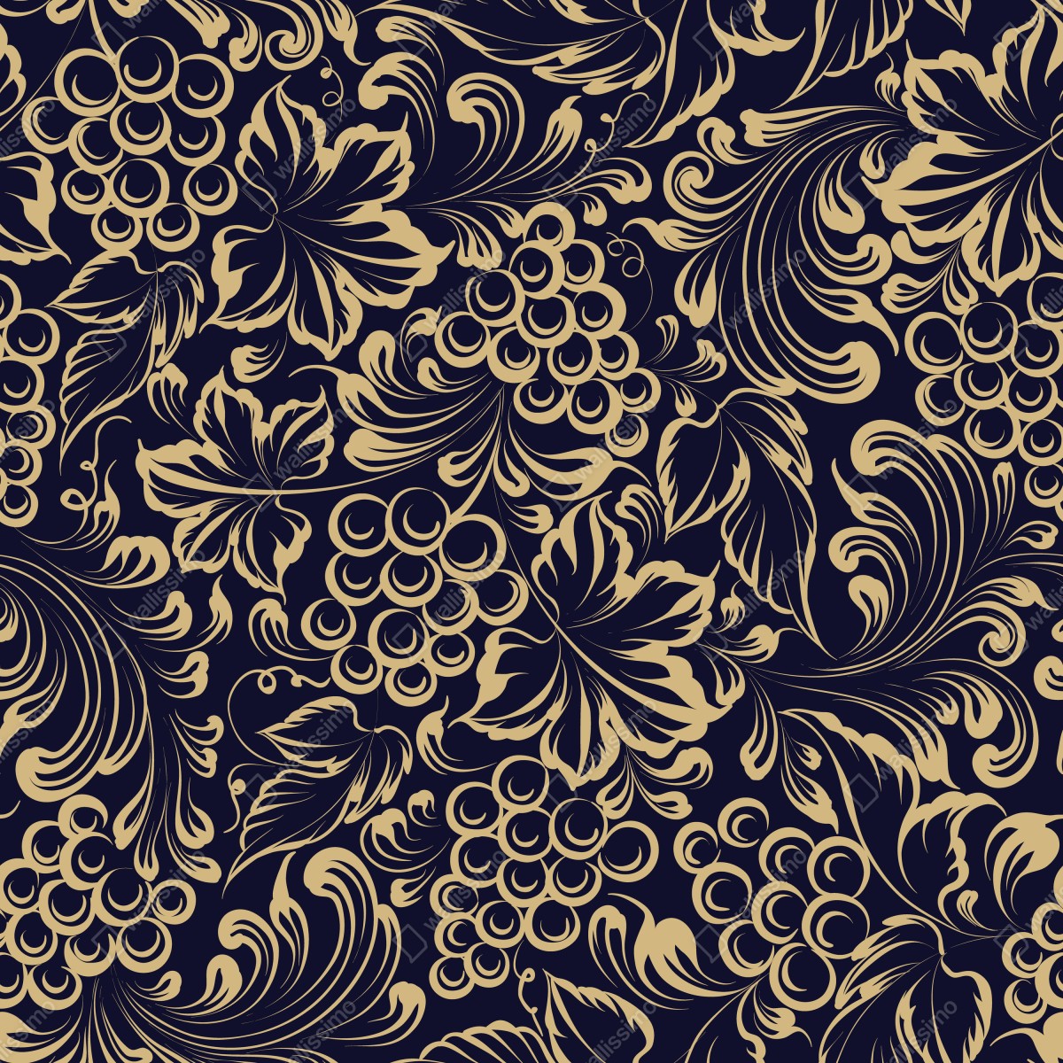 Naklejka na biurko i stół elegancki barokowy wzór z winogronami w złocie – Wallissimo® Naklejka na biurko i stół elegancki barokowy wzór z winogronami w złocie – Wallissimo®