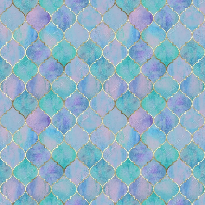 Naklejka na biurko i stół pastelowy turkusowy wzór marokańskich płytek – Wallissimo® Naklejka na biurko i stół pastelowy turkusowy wzór marokańskich płytek – Wallissimo®