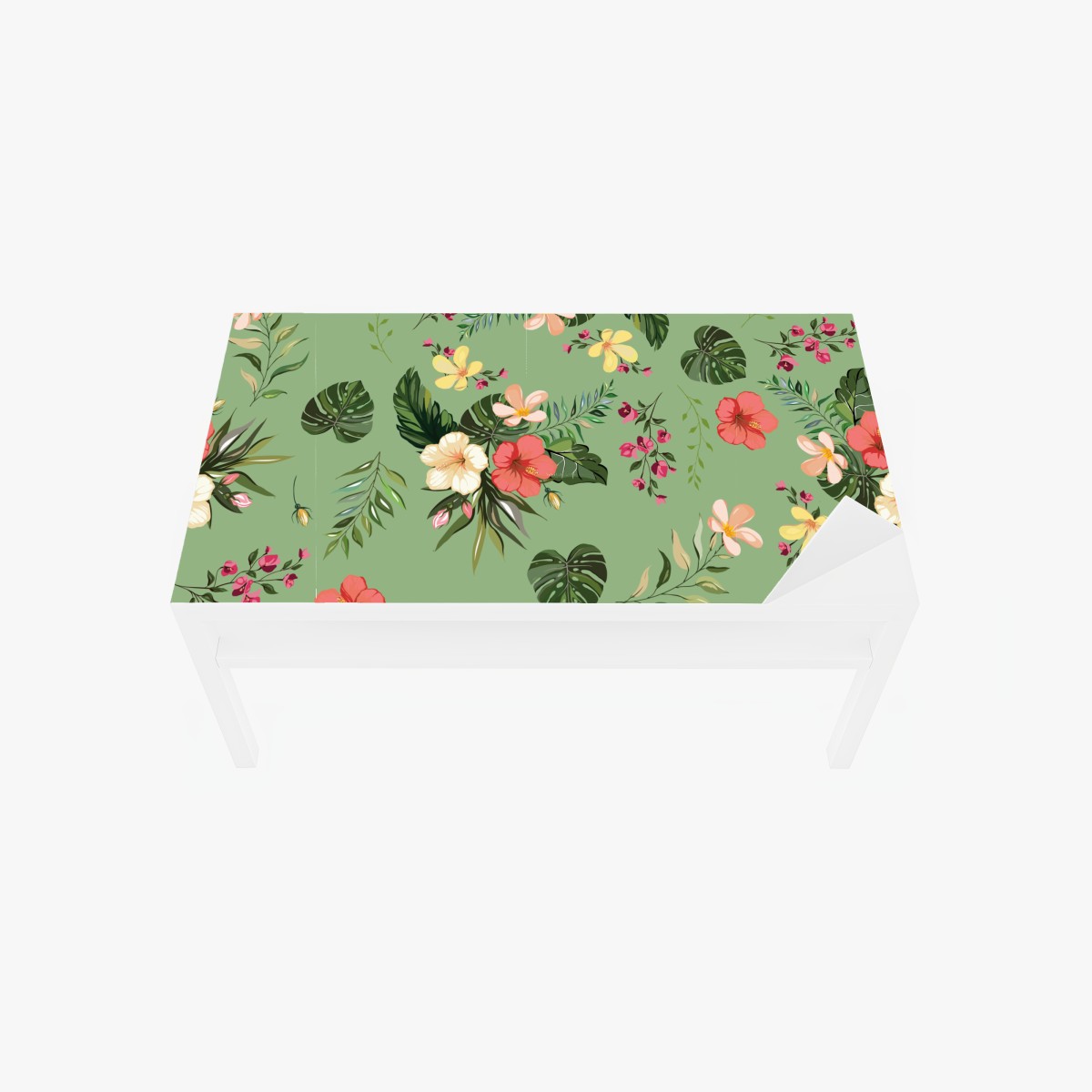 Table & desk veneer green tropical hibiscus pattern