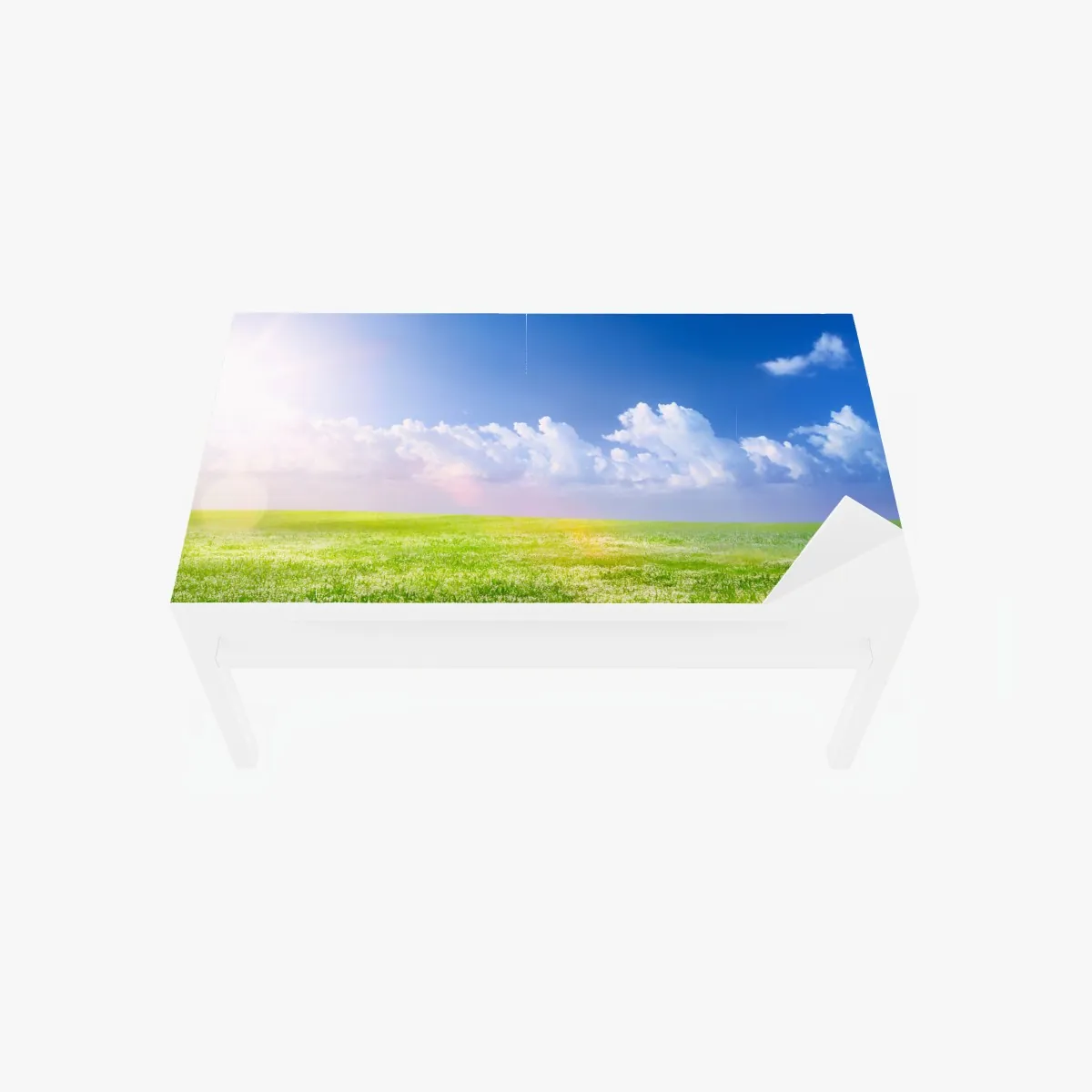 Naklejka na biurko i stół słoneczna wiosenna łąka pod niebieskim niebem – Wallissimo® Naklejka na biurko i stół słoneczna wiosenna łąka pod niebieskim niebem – Wallissimo®