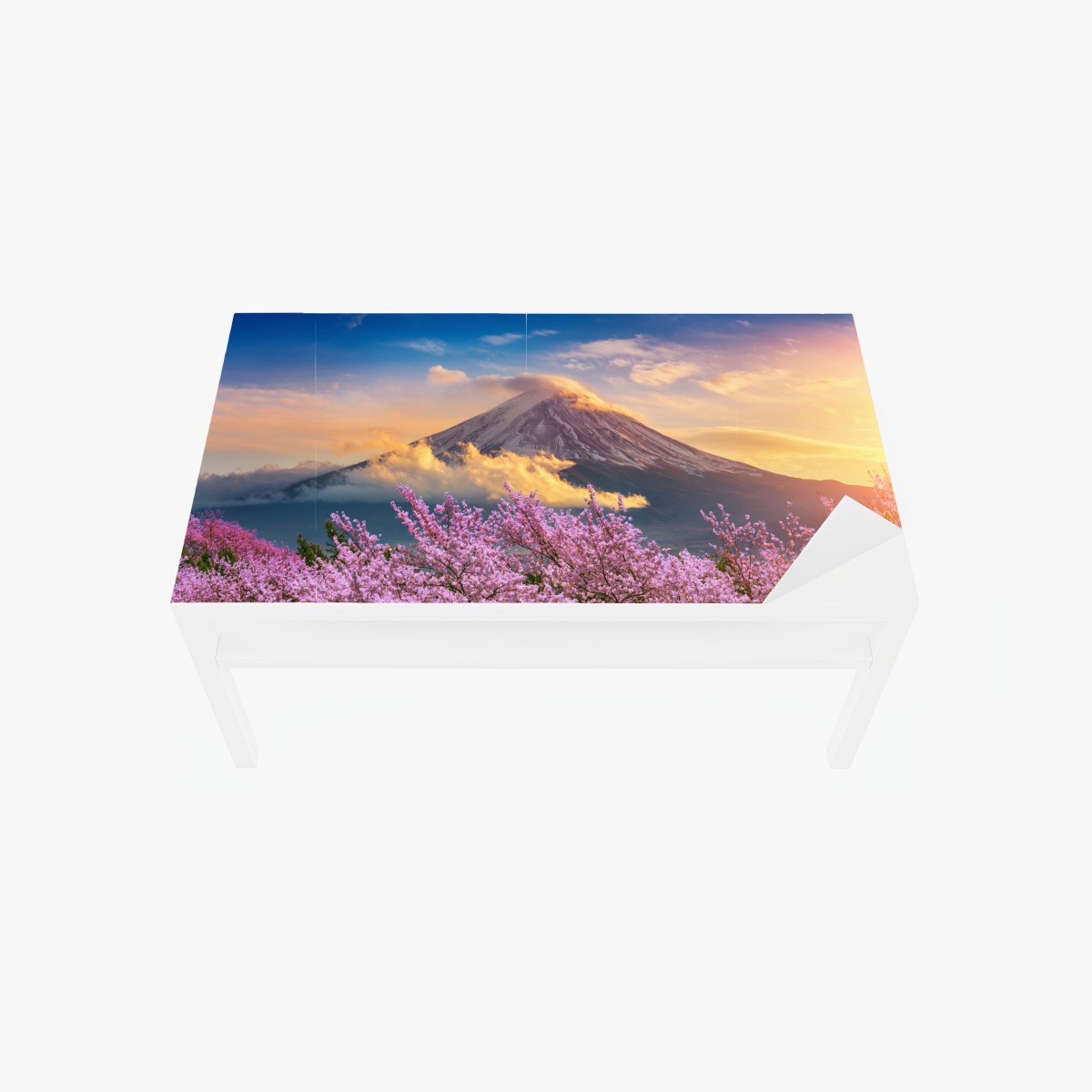Table & desk veneer Mount Fuji with cherry blossoms at sunrise