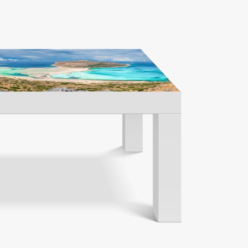 Naklejka na biurko i stół orientalny wzór koi i lotosów w turkusie i złocie – Wallissimo®