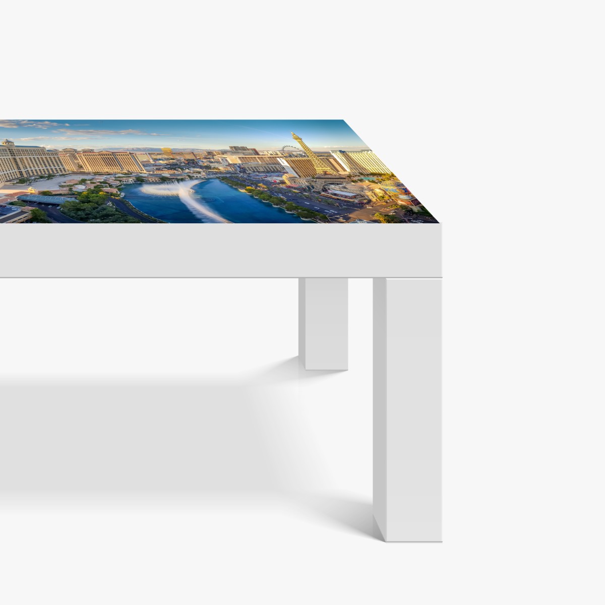 Naklejka na biurko i stół słoneczna panorama Las Vegas z tańczącymi fontannami i wieżą Eiffla – Wallissimo® Naklejka na biurko i stół słoneczna panorama Las Vegas z tańczącymi fontannami i wieżą Eiffla – Wallissimo®