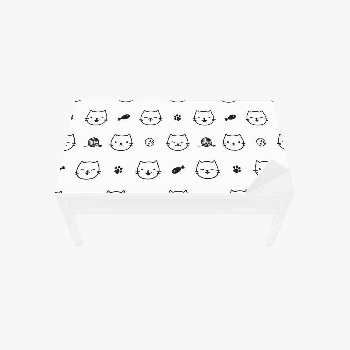 Table & desk veneer playful kitten pattern
