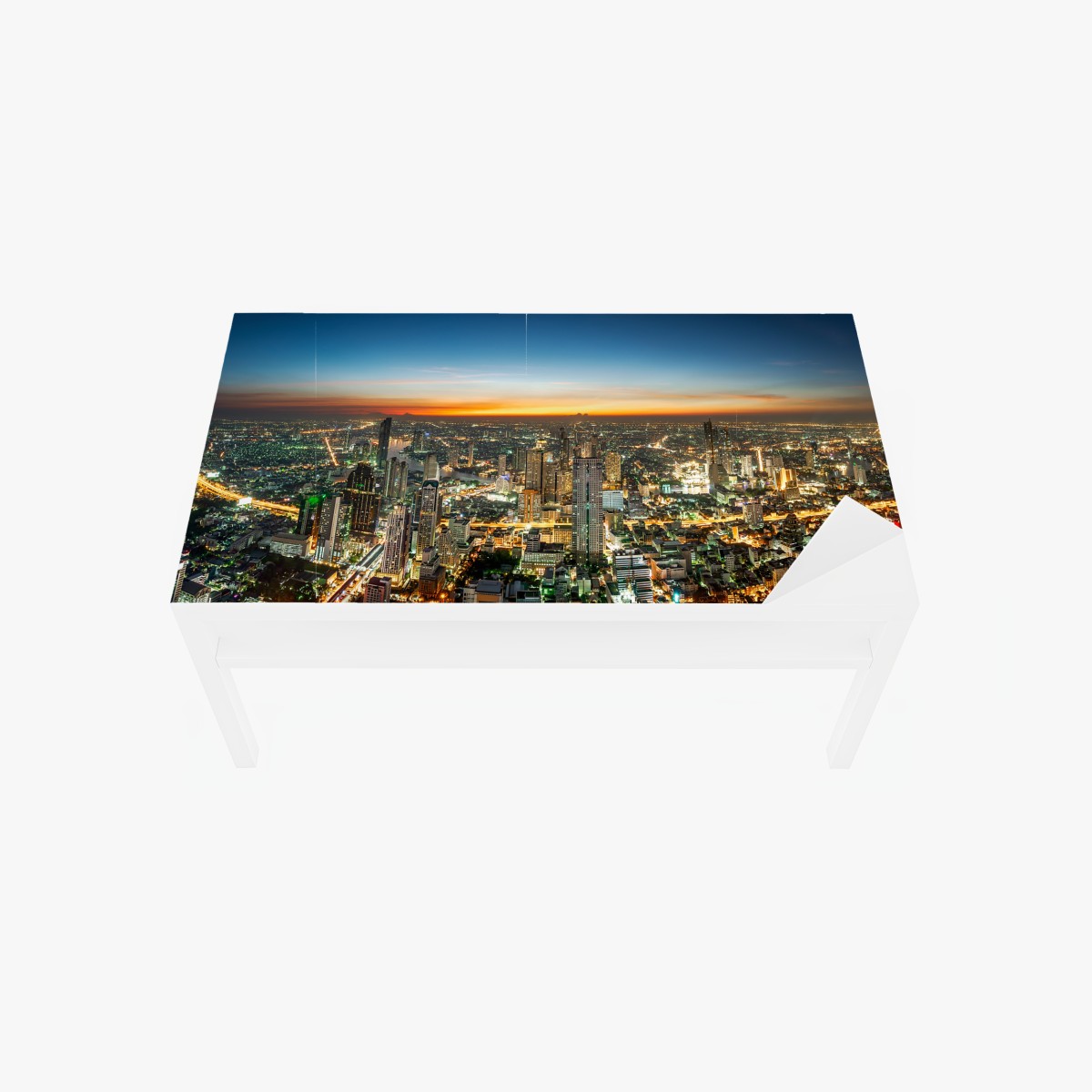 Table & desk veneer Bangkok skyline at dusk