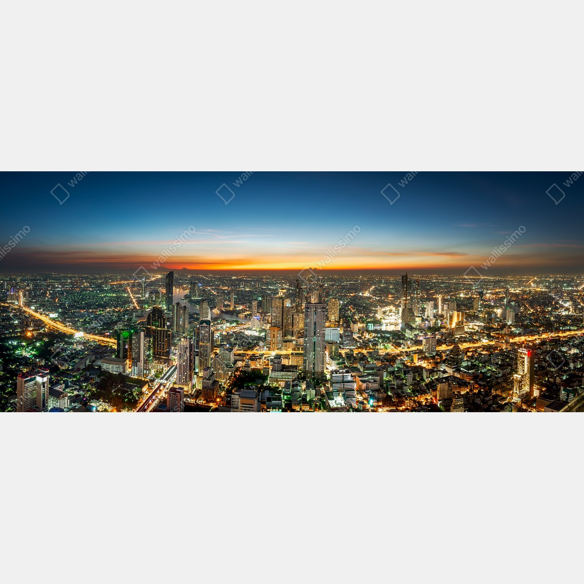 Naklejka na biurko i stół panorama Bangkoku o zmierzchu – Wallissimo® Naklejka na biurko i stół panorama Bangkoku o zmierzchu – Wallissimo®