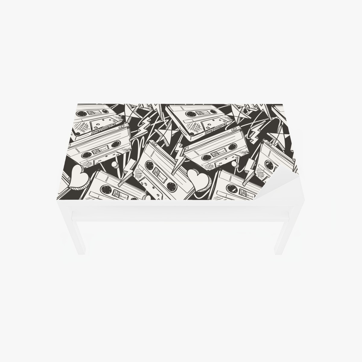Table & desk veneer vintage cassette tape pattern