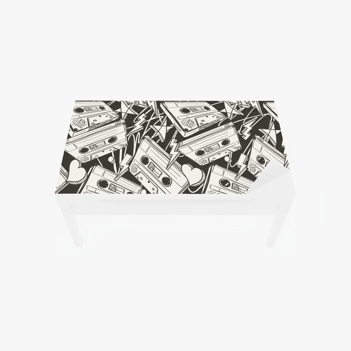 Naklejka na biurko i stół wzór kaset magnetofonowych w stylu retro – Wallissimo® Naklejka na biurko i stół wzór kaset magnetofonowych w stylu retro – Wallissimo®