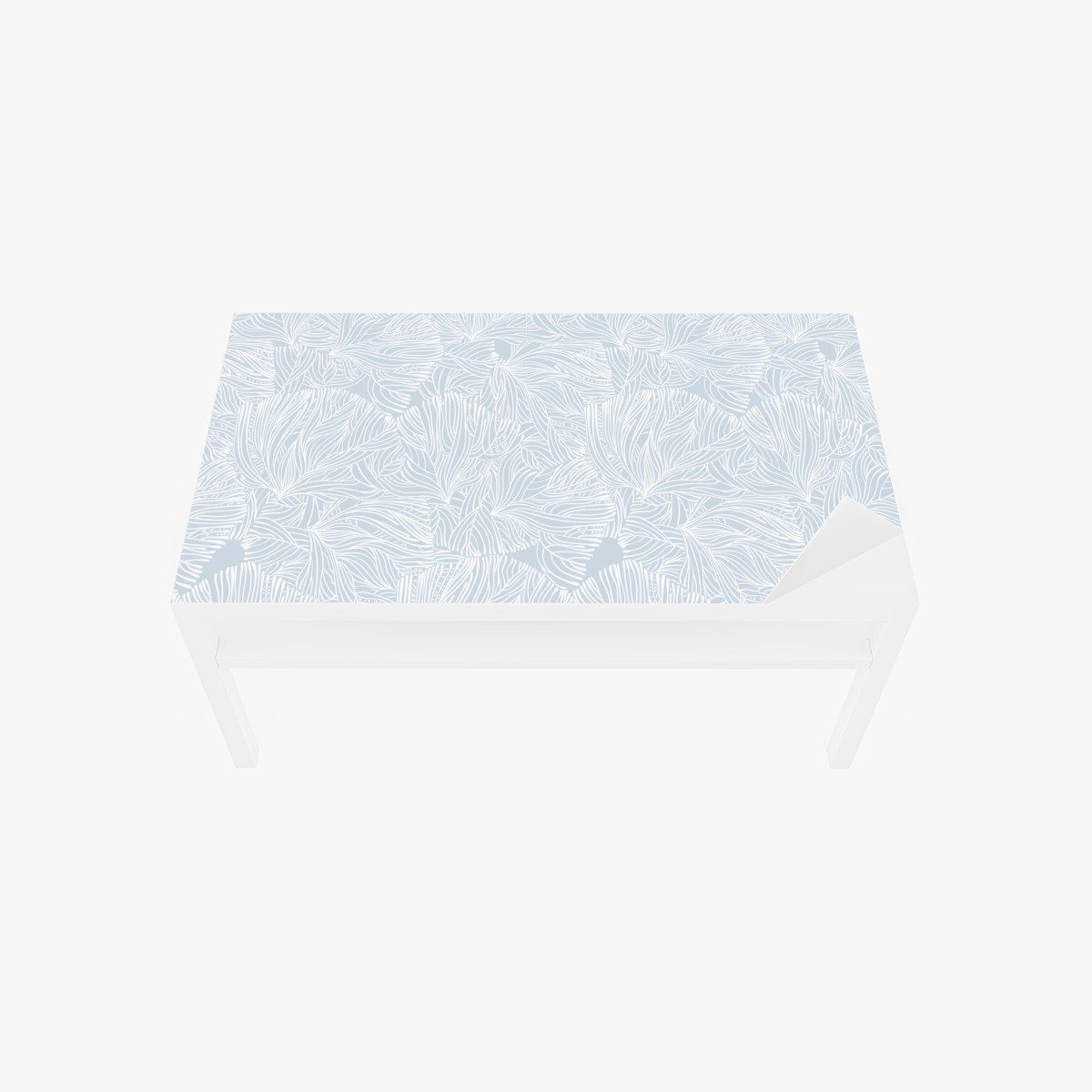 Table & desk veneer soft blue botanical pattern