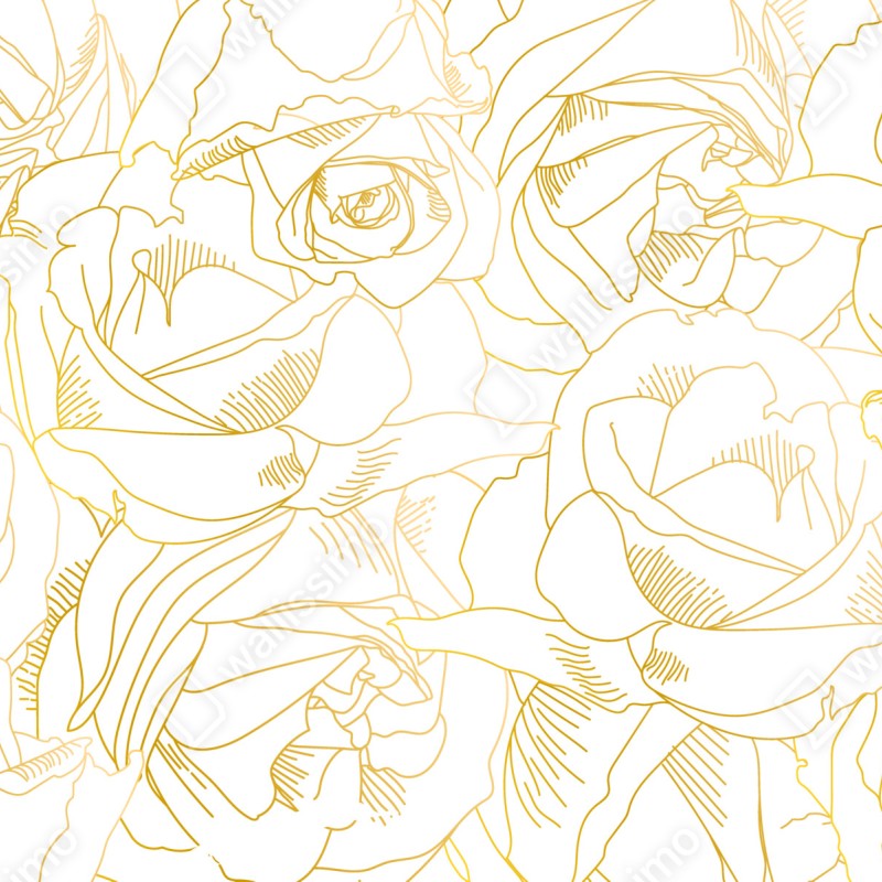 Naklejka na biurko i stół delikatne złote róże — elegancki wzór kwiatowy – Wallissimo® Naklejka na biurko i stół delikatne złote róże — elegancki wzór kwiatowy – Wallissimo®