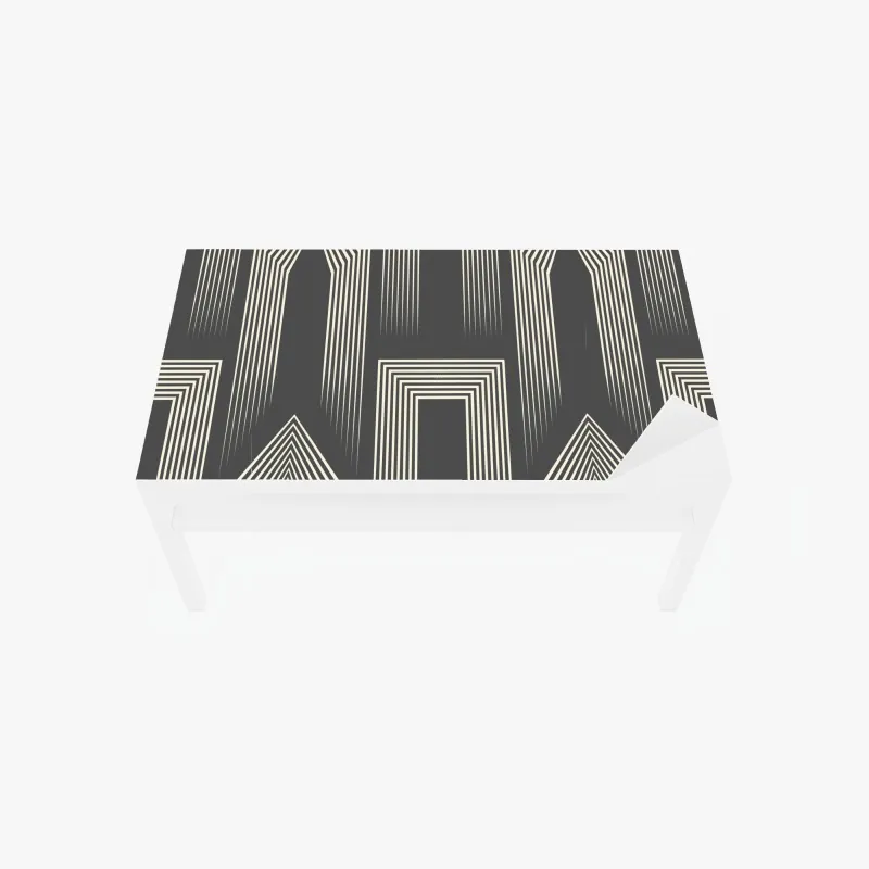 Naklejka na biurko i stół geometryczny wzór art deco w odcieniach szarości i beżu