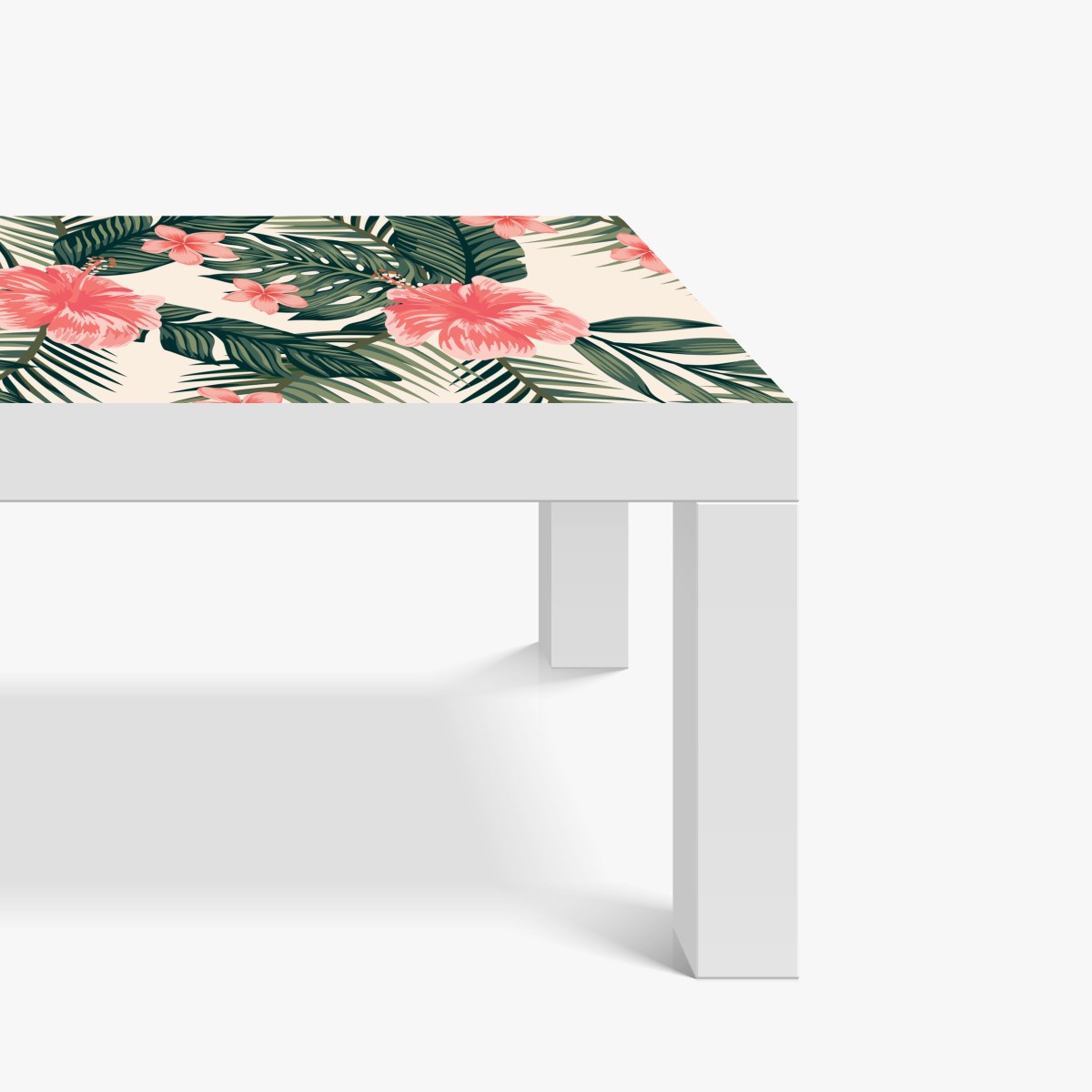 Naklejka na biurko i stół tropikalny wzór hibiskusa – Wallissimo® Naklejka na biurko i stół tropikalny wzór hibiskusa – Wallissimo®