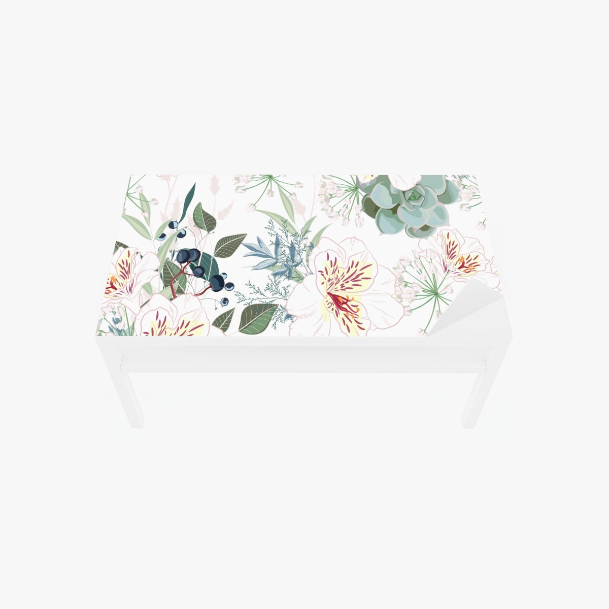Table & desk veneer delicate pastel floral pattern