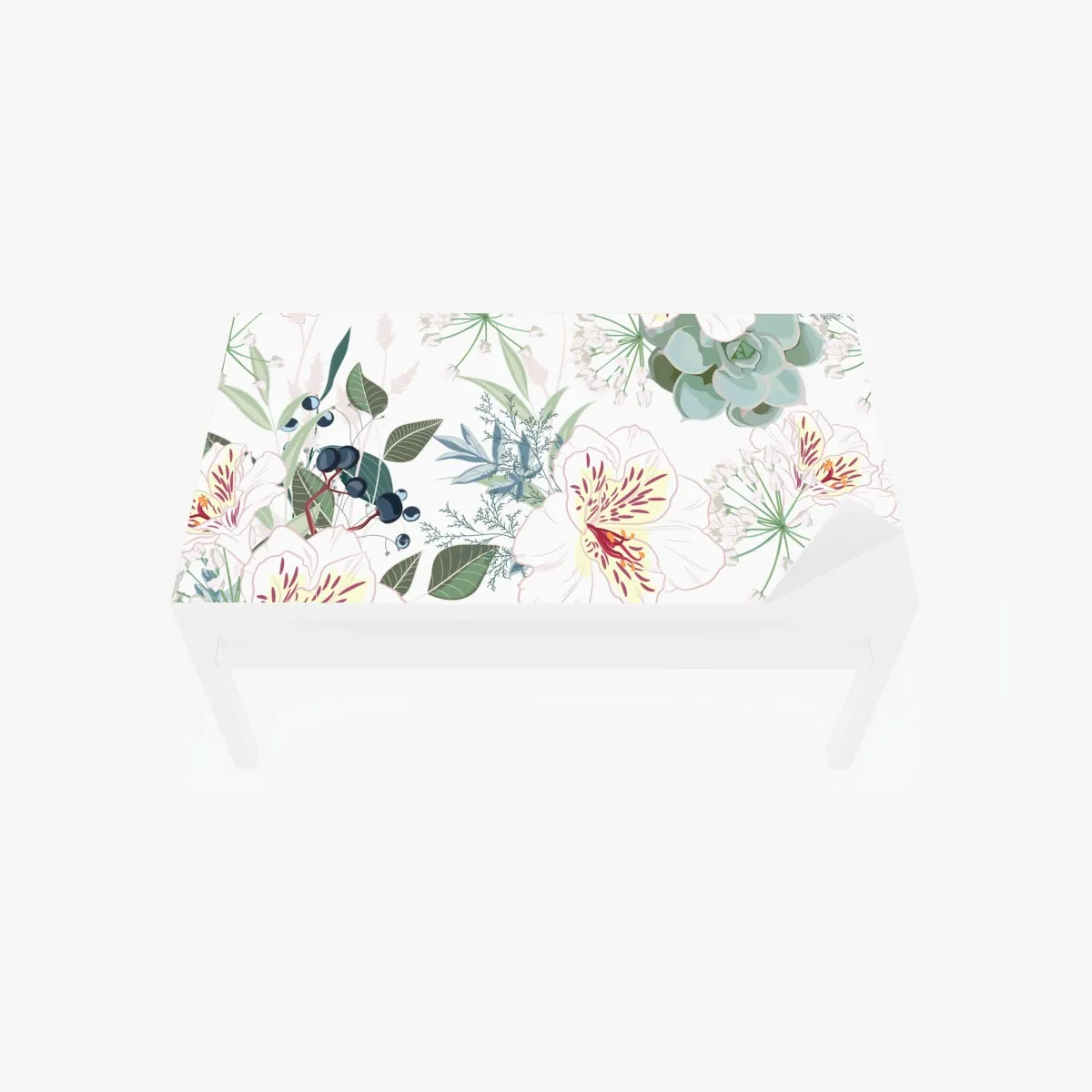 Naklejka na biurko i stół delikatny pastelowy wzór kwiatowy – Wallissimo® Naklejka na biurko i stół delikatny pastelowy wzór kwiatowy – Wallissimo®