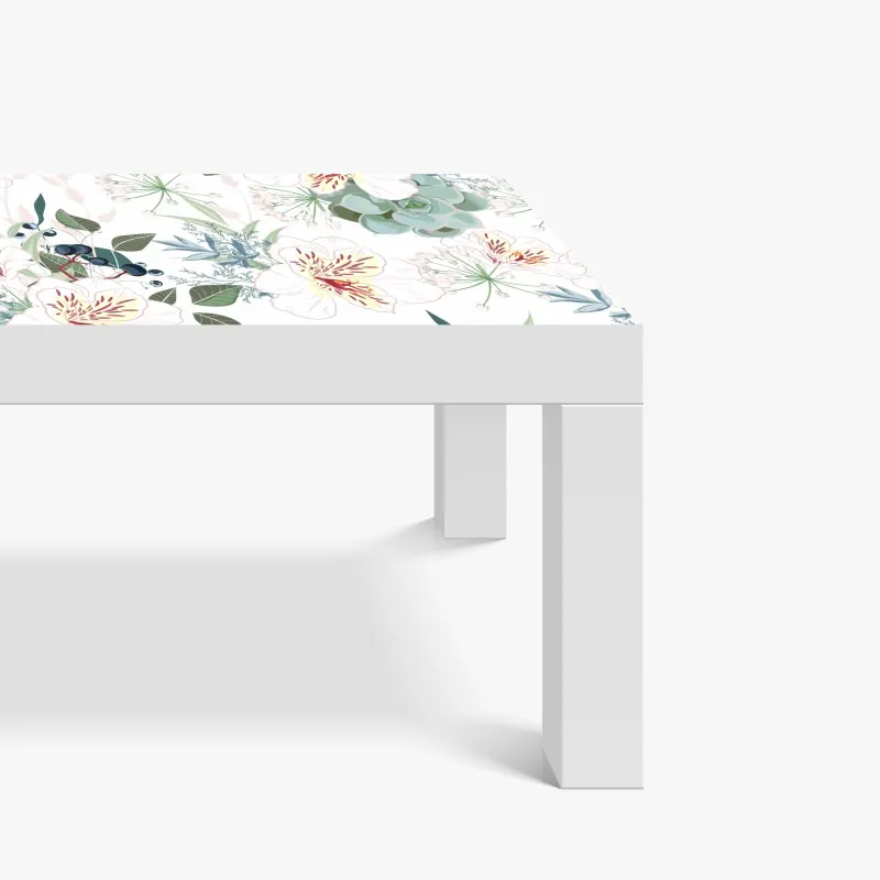 Naklejka na biurko i stół biały trójwymiarowy geometryczny wzór low-poly – Wallissimo®