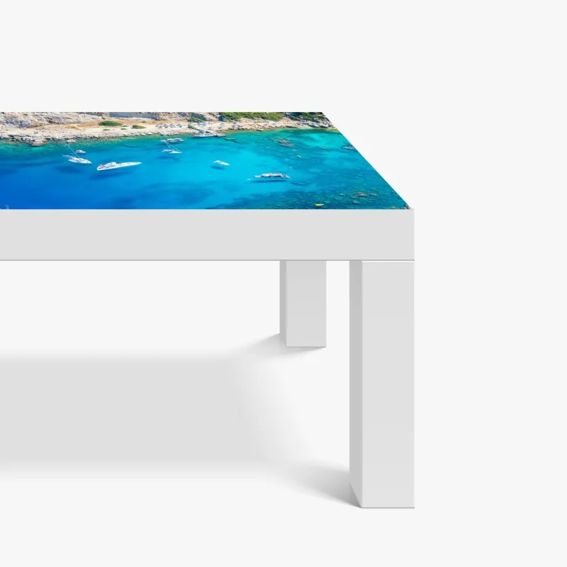 Naklejka na biurko i stół geometryczna abstrakcja w odcieniach niebieskiego – Wallissimo®