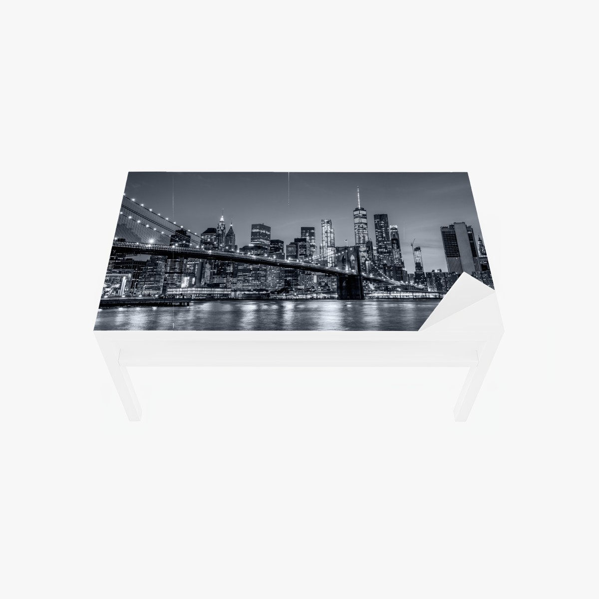 Table & desk veneer New York skyline at night