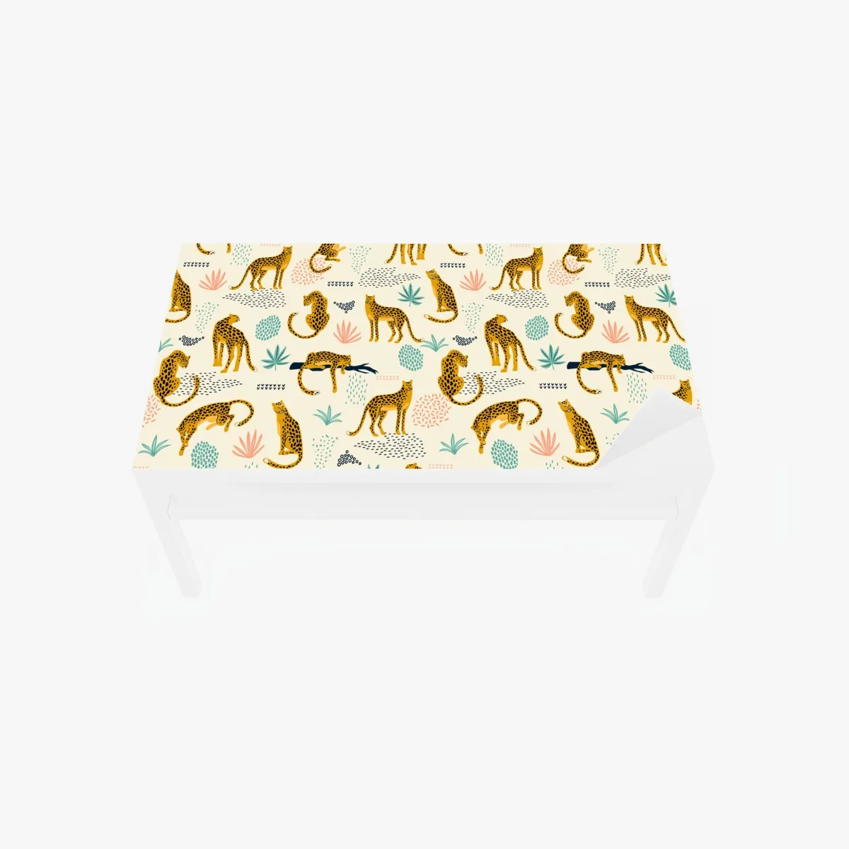 Naklejka na biurko i stół wzór z gepardami w pastelowych tonach – Wallissimo® Naklejka na biurko i stół wzór z gepardami w pastelowych tonach – Wallissimo®