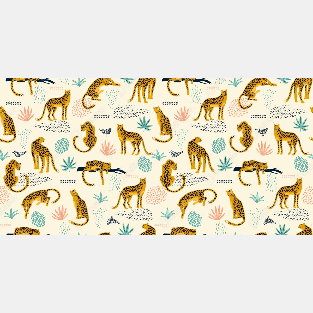 Naklejka na biurko i stół wzór z gepardami w pastelowych tonach – Wallissimo® Naklejka na biurko i stół wzór z gepardami w pastelowych tonach – Wallissimo®