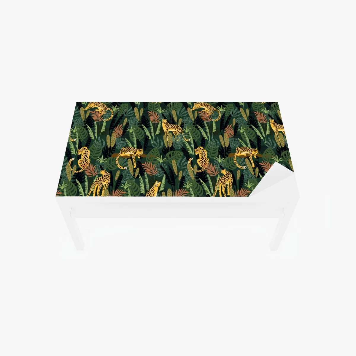 Naklejka na biurko i stół tropikalny wzór z lampartami – Wallissimo® Naklejka na biurko i stół tropikalny wzór z lampartami – Wallissimo®