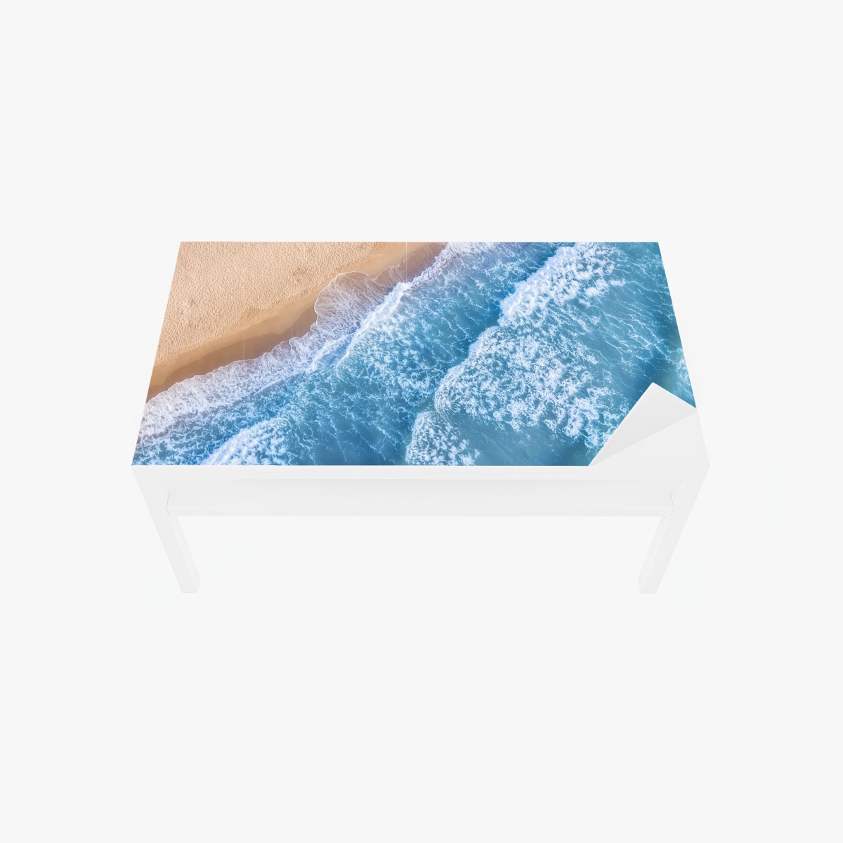 Table & desk veneer aerial view of turquoise waves on sandy beach