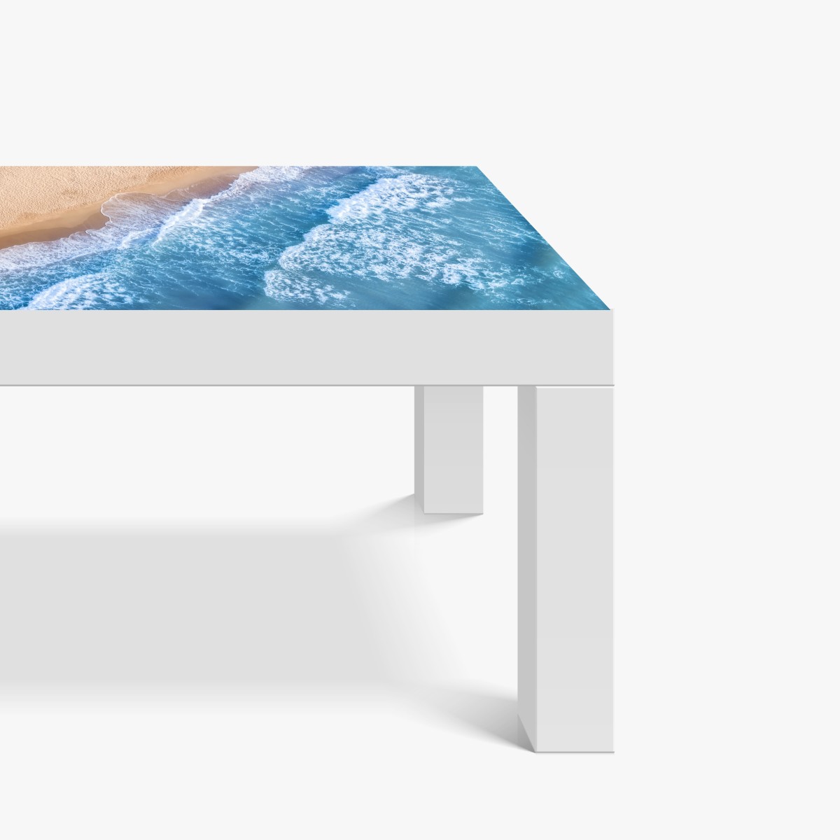 Naklejka na biurko i stół widok z lotu ptaka na turkusowe fale i piaszczystą plażę – Wallissimo® Naklejka na biurko i stół widok z lotu ptaka na turkusowe fale i piaszczystą plażę – Wallissimo®