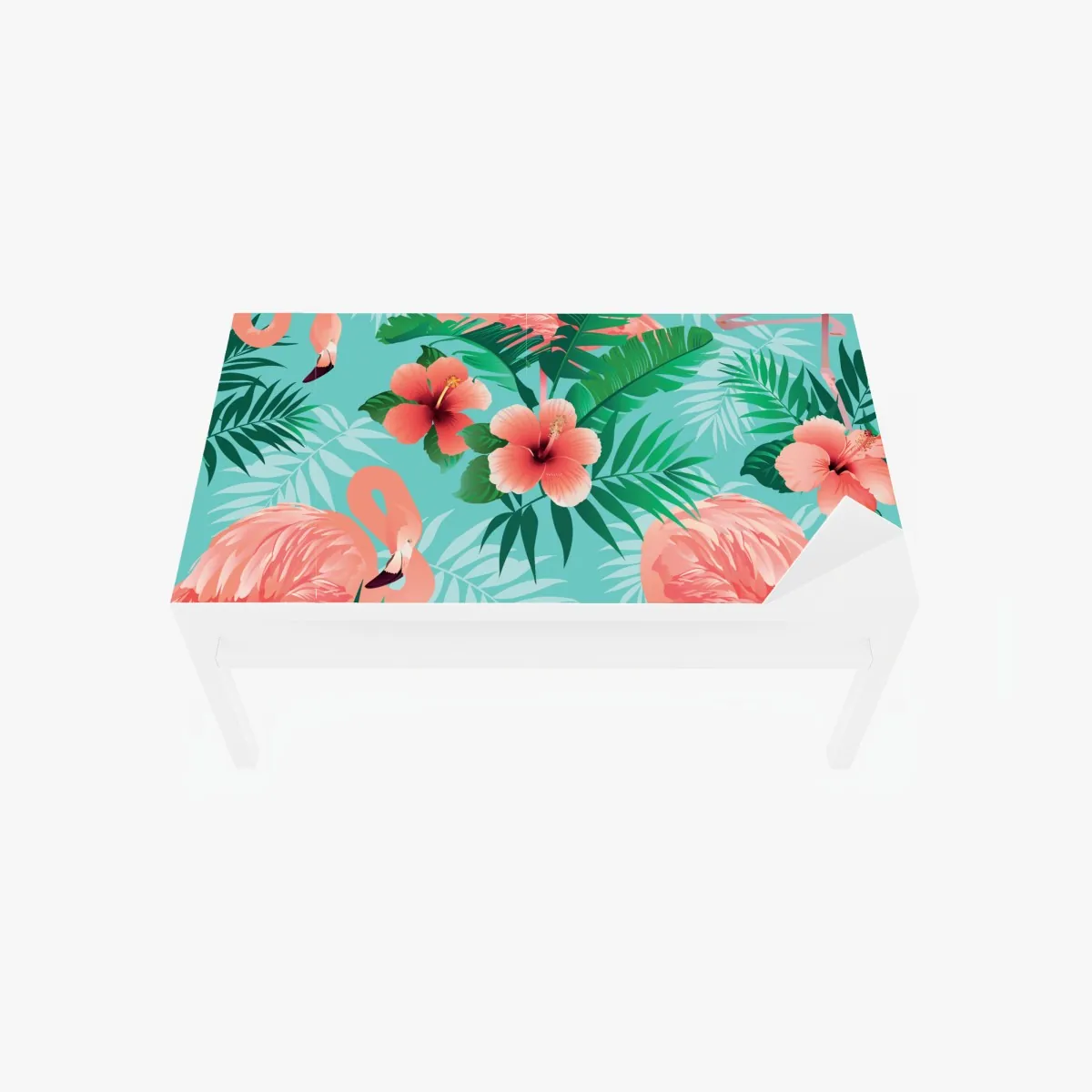 Naklejka na biurko i stół tropikalna oaza z flamingami – Wallissimo® Naklejka na biurko i stół tropikalna oaza z flamingami – Wallissimo®