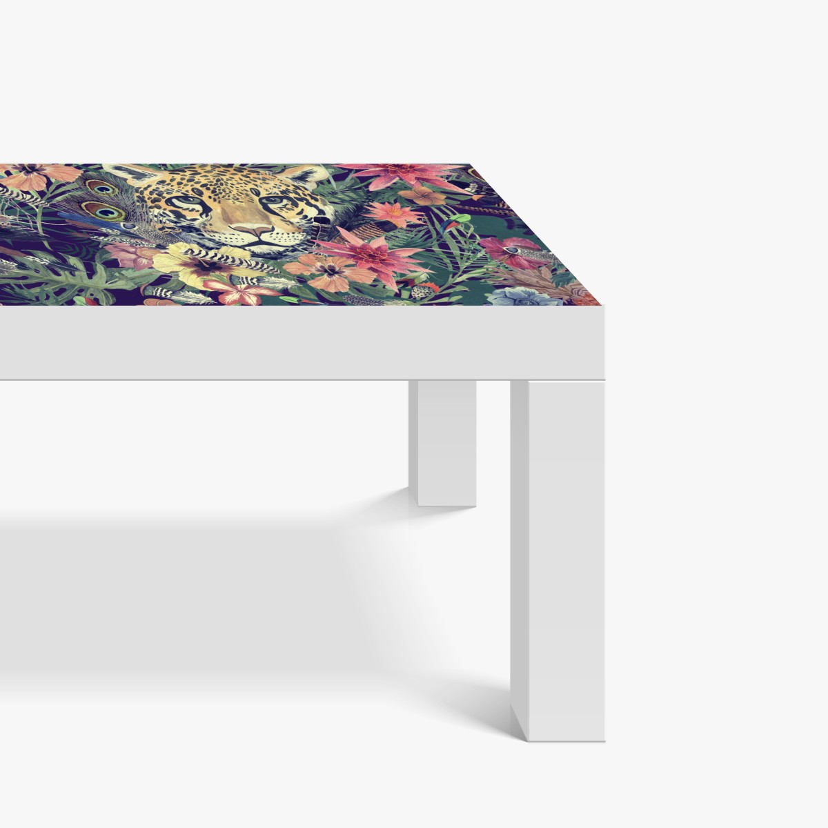 Naklejka na biurko i stół vintage akwarelowy lampart w tropikalnych liściach – Wallissimo® Naklejka na biurko i stół vintage akwarelowy lampart w tropikalnych liściach – Wallissimo®