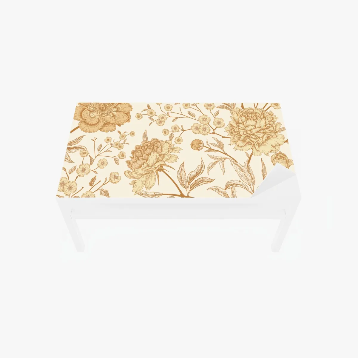 Naklejka na biurko i stół vintage beżowy wzór kwiatowy z peoniami – Wallissimo® Naklejka na biurko i stół vintage beżowy wzór kwiatowy z peoniami – Wallissimo®