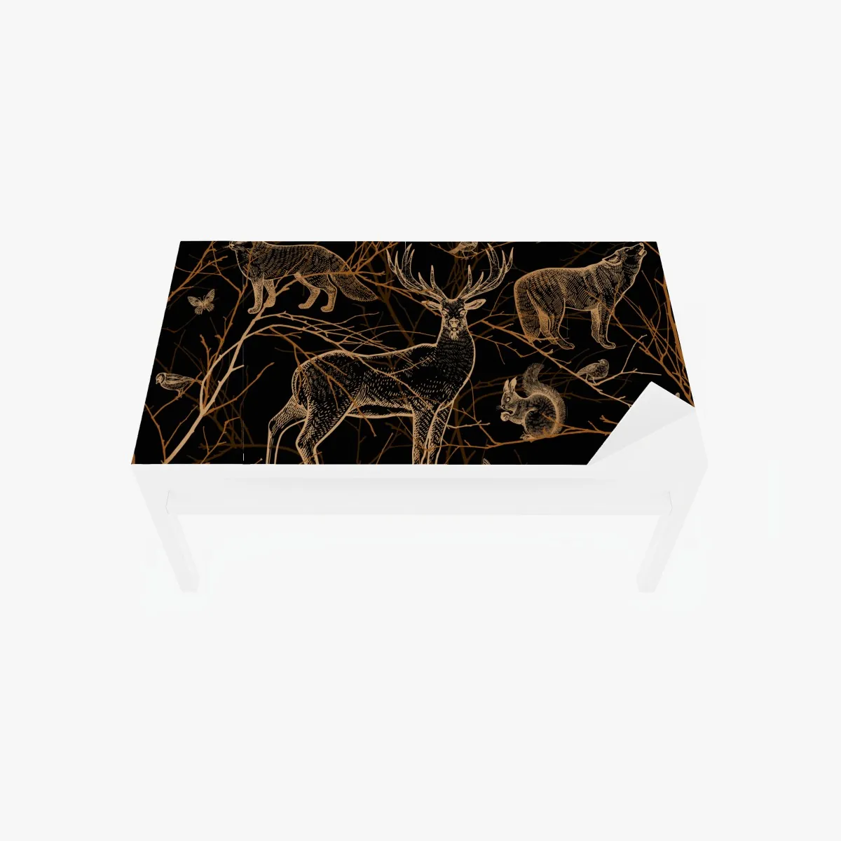 Naklejka na biurko i stół złote zwierzęta leśne na czarnym tle – Wallissimo® Naklejka na biurko i stół złote zwierzęta leśne na czarnym tle – Wallissimo®