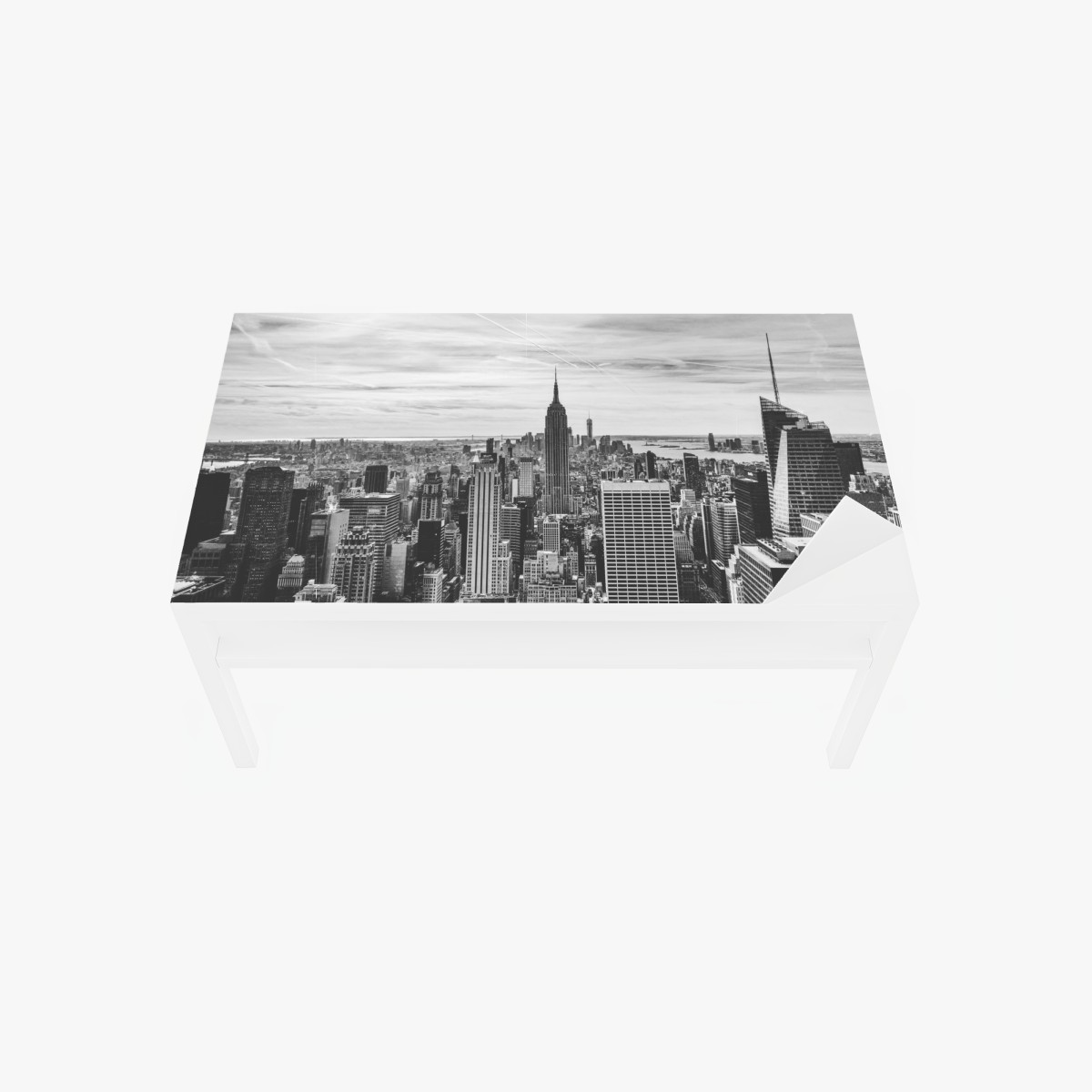 Table & desk veneer New York skyline in grayscale