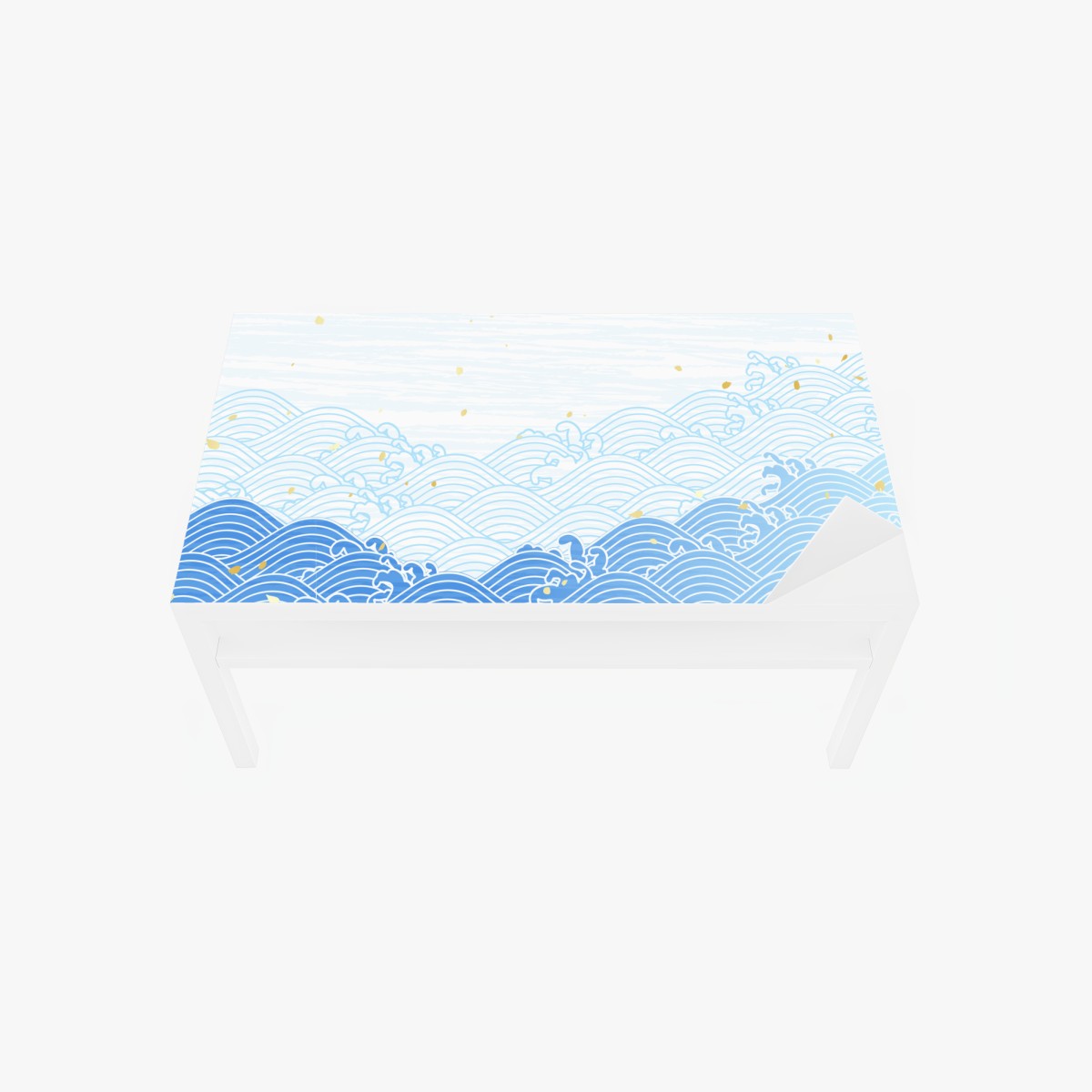 Table & desk veneer calm blue waves with gold accents