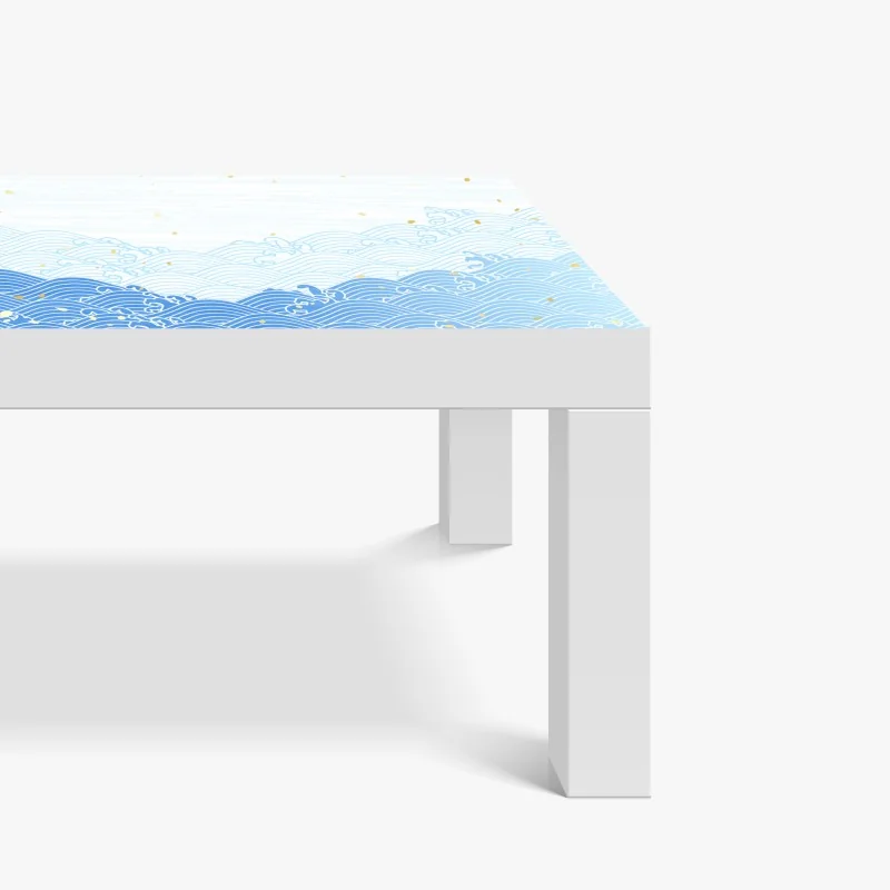 Naklejka na biurko i stół spokojne niebieskie fale ze złotymi akcentami – Wallissimo® Naklejka na biurko i stół spokojne niebieskie fale ze złotymi akcentami – Wallissimo®