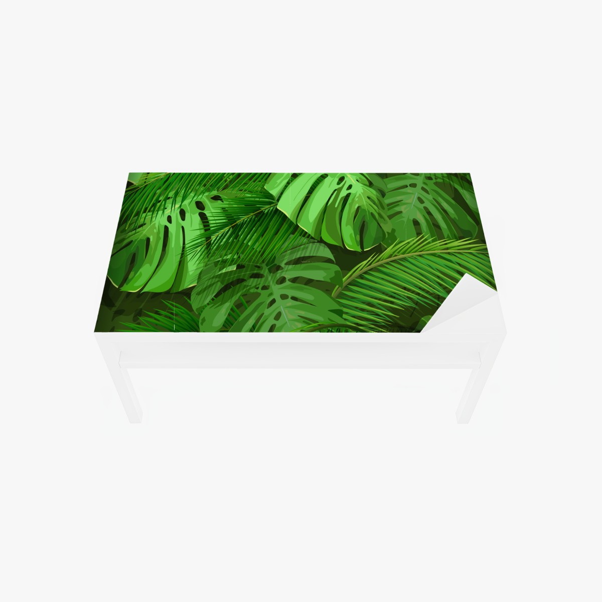 Table & desk veneer lush tropical monstera and palm leaves